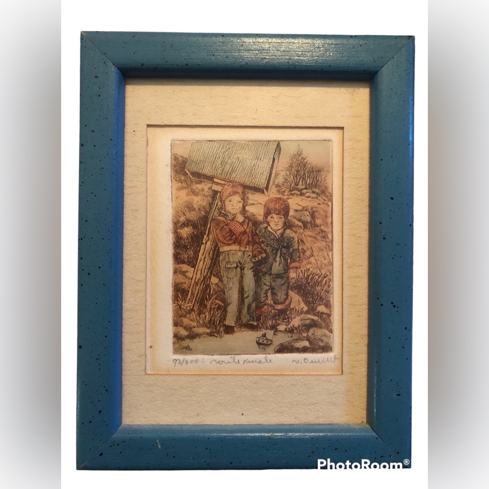 Ouellett copper etching, wall hanging signed and numbered vintage - art